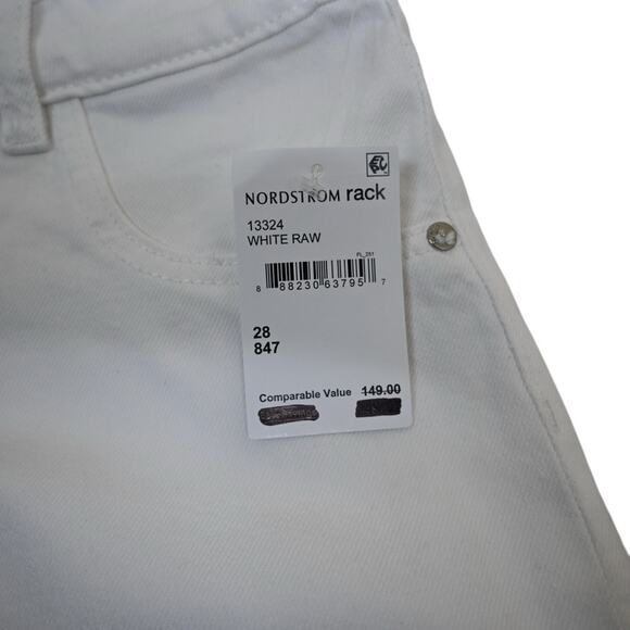 DL1961 Womens 28 Emilie Ripped High Waist Fray Hem Denim Shorts in White NEW - Picture 11 of 12